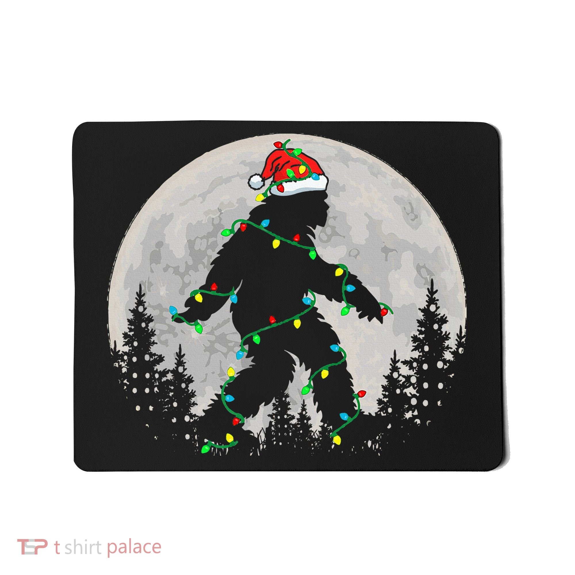 Bigfoot Santa Christmas Tree Lights Xmas Sasquatch Mousepad