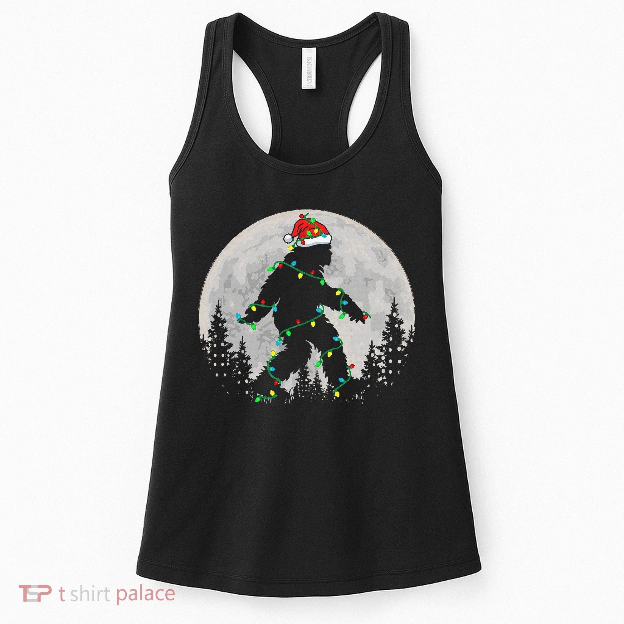 Bigfoot Santa Christmas Tree Lights Xmas Sasquatch Women's Tank Top