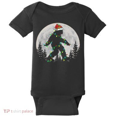 Bigfoot Santa Christmas Tree Lights Xmas Sasquatch Baby Bodysuit