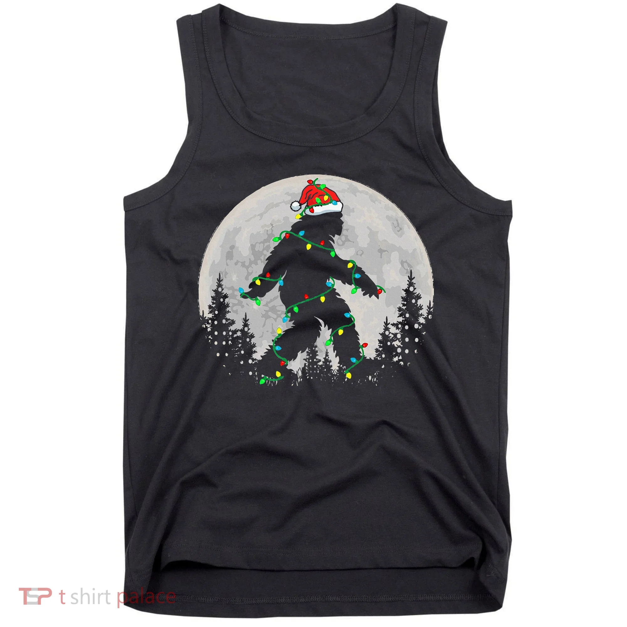 Bigfoot Santa Christmas Tree Lights Xmas Sasquatch Tank Top