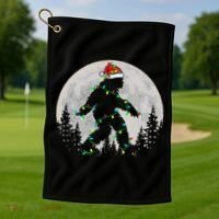 Bigfoot Santa Christmas Tree Lights Xmas Sasquatch Golf Towel thumb 1