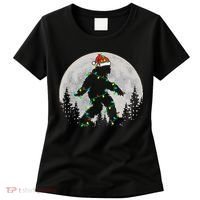 Bigfoot Santa Christmas Tree Lights Xmas Sasquatch Women's T-Shirt thumb 0