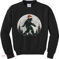Bigfoot Santa Christmas Tree Lights Xmas Sasquatch Kids Sweatshirt thumb 0