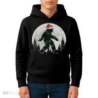 Bigfoot Santa Christmas Tree Lights Xmas Sasquatch Kids Hoodie thumb 4