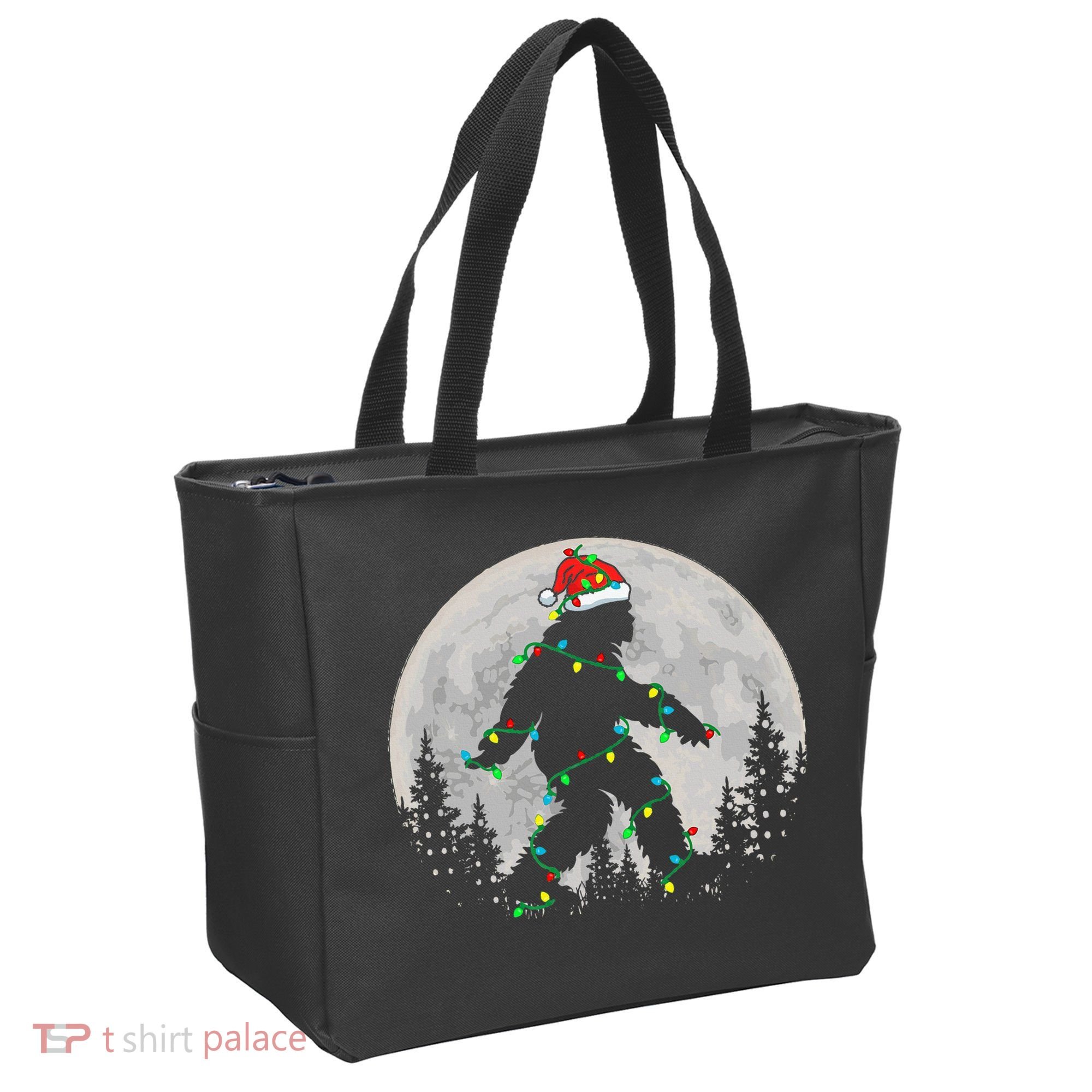 Bigfoot Santa Christmas Tree Lights Xmas Sasquatch Tote Bag