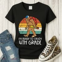 Bigfoot Sasquatch Crush 4th Grade Fourth First Day Of School Women's T-Shirt thumb 3