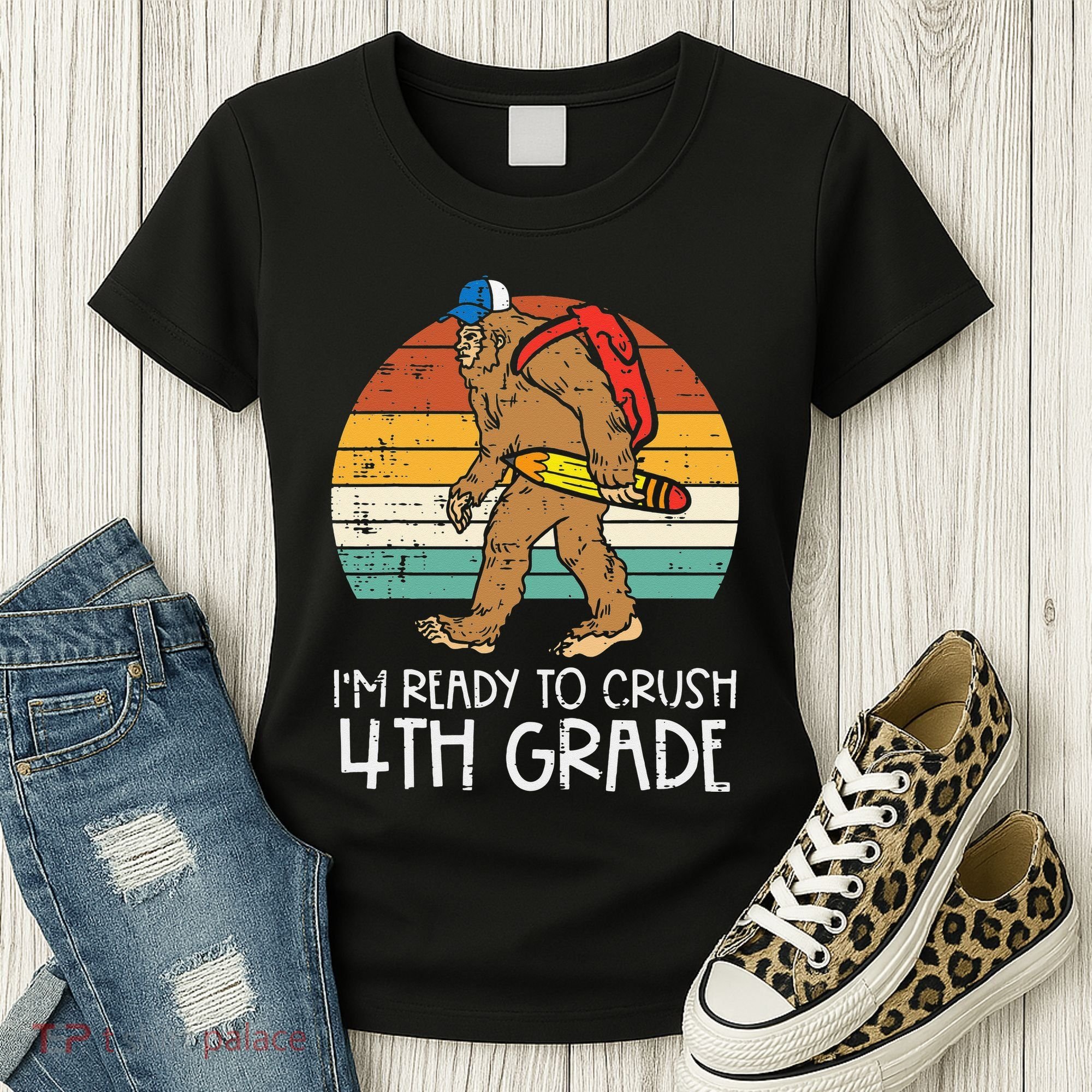 Bigfoot Sasquatch Crush 4th Grade Fourth First Day Of School Women's T-Shirt
