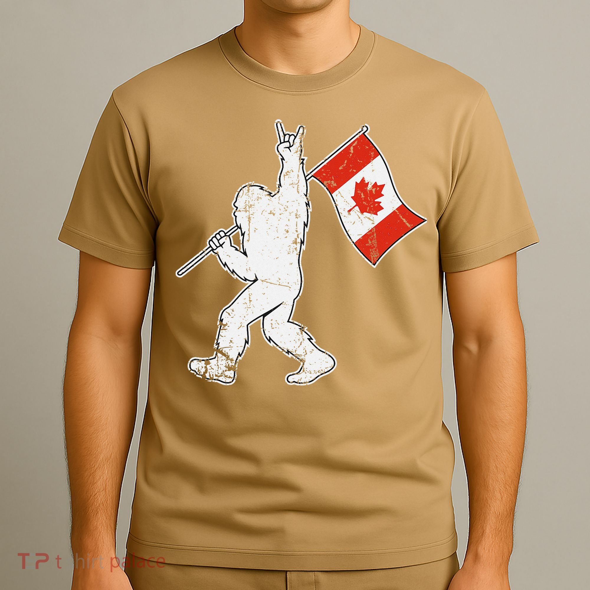 BigFoot Sasquatch Canada Flag Rock Vintage Patriotic Day T-Shirt