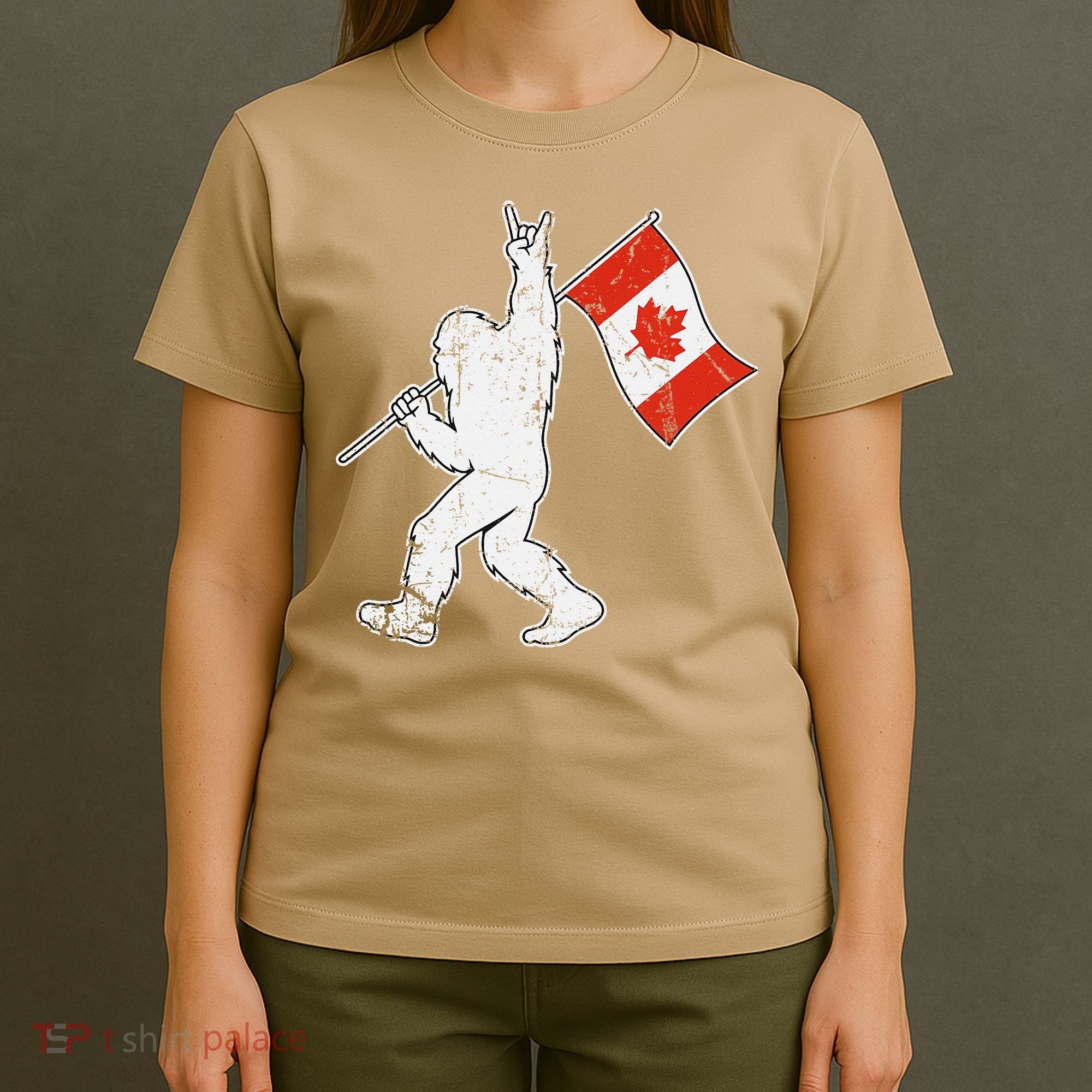 BigFoot Sasquatch Canada Flag Rock Vintage Patriotic Day T-Shirt