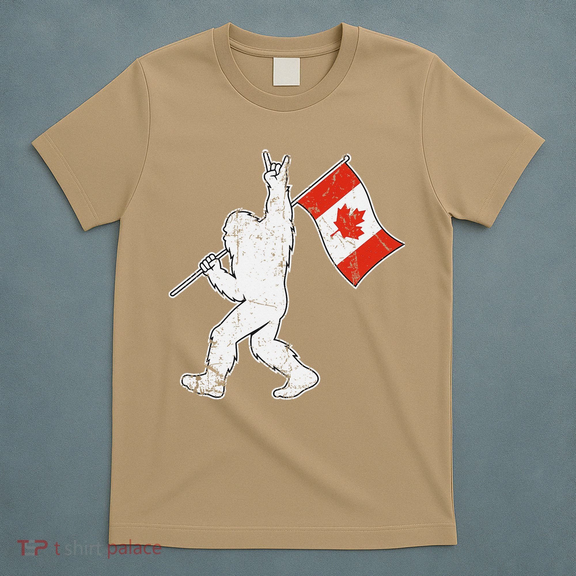 BigFoot Sasquatch Canada Flag Rock Vintage Patriotic Day T-Shirt