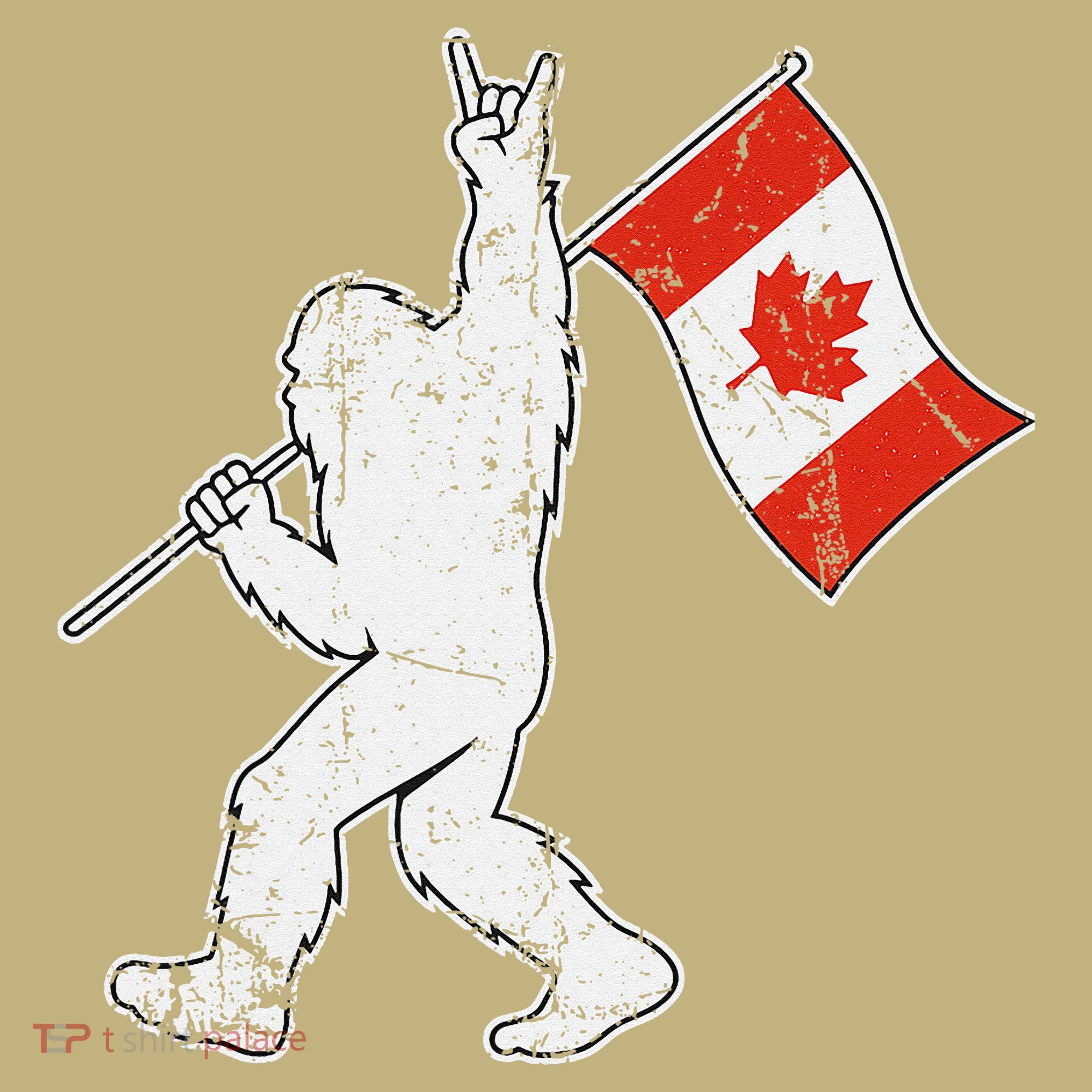 BigFoot Sasquatch Canada Flag Rock Vintage Patriotic Day T-Shirt