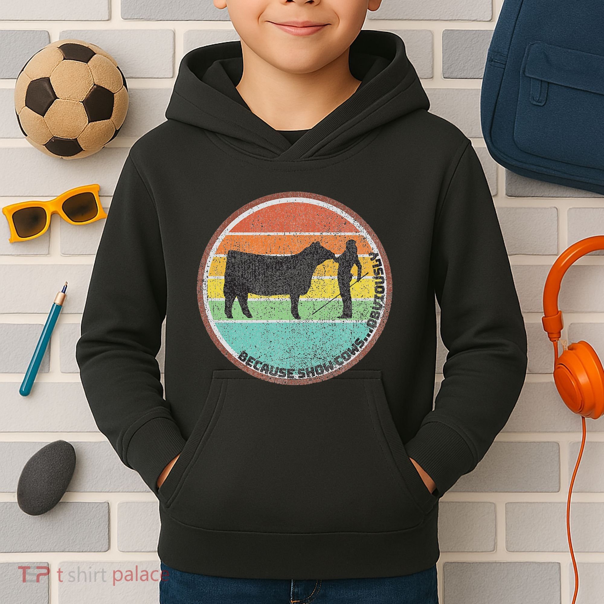 Because Show Cows ...Obviously Fun Cattle Showing Fair Kids Hoodie
