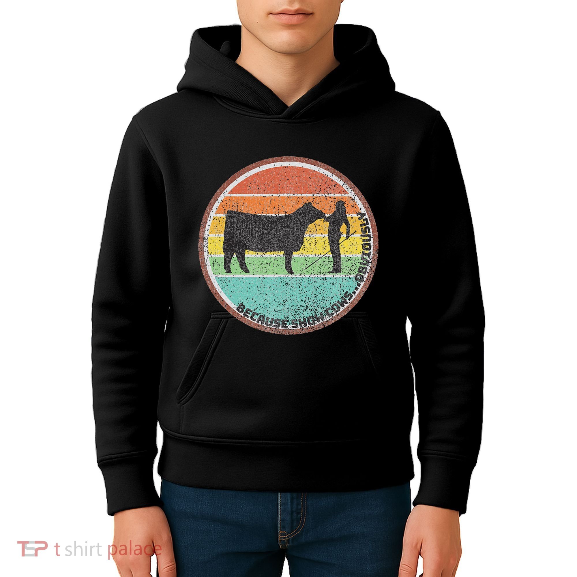 Because Show Cows ...Obviously Fun Cattle Showing Fair Kids Hoodie