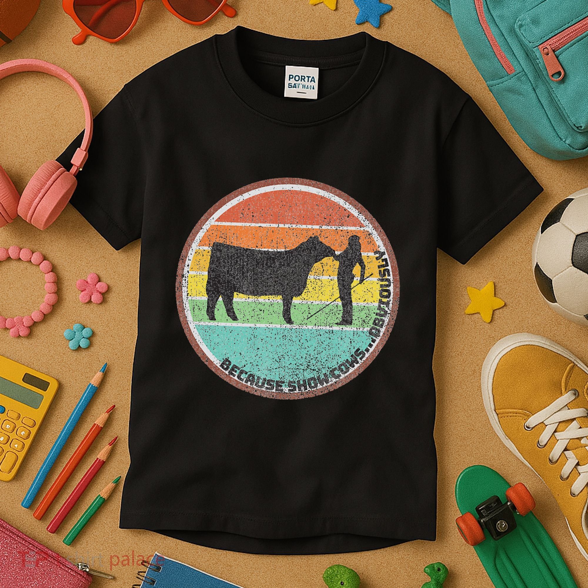 Because Show Cows ...Obviously Fun Cattle Showing Fair Kids T-Shirt