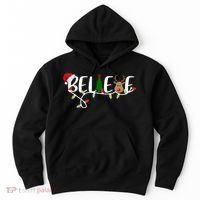 Believe Santa Claus Reindeer Christmas Festive Hoodie thumb 0
