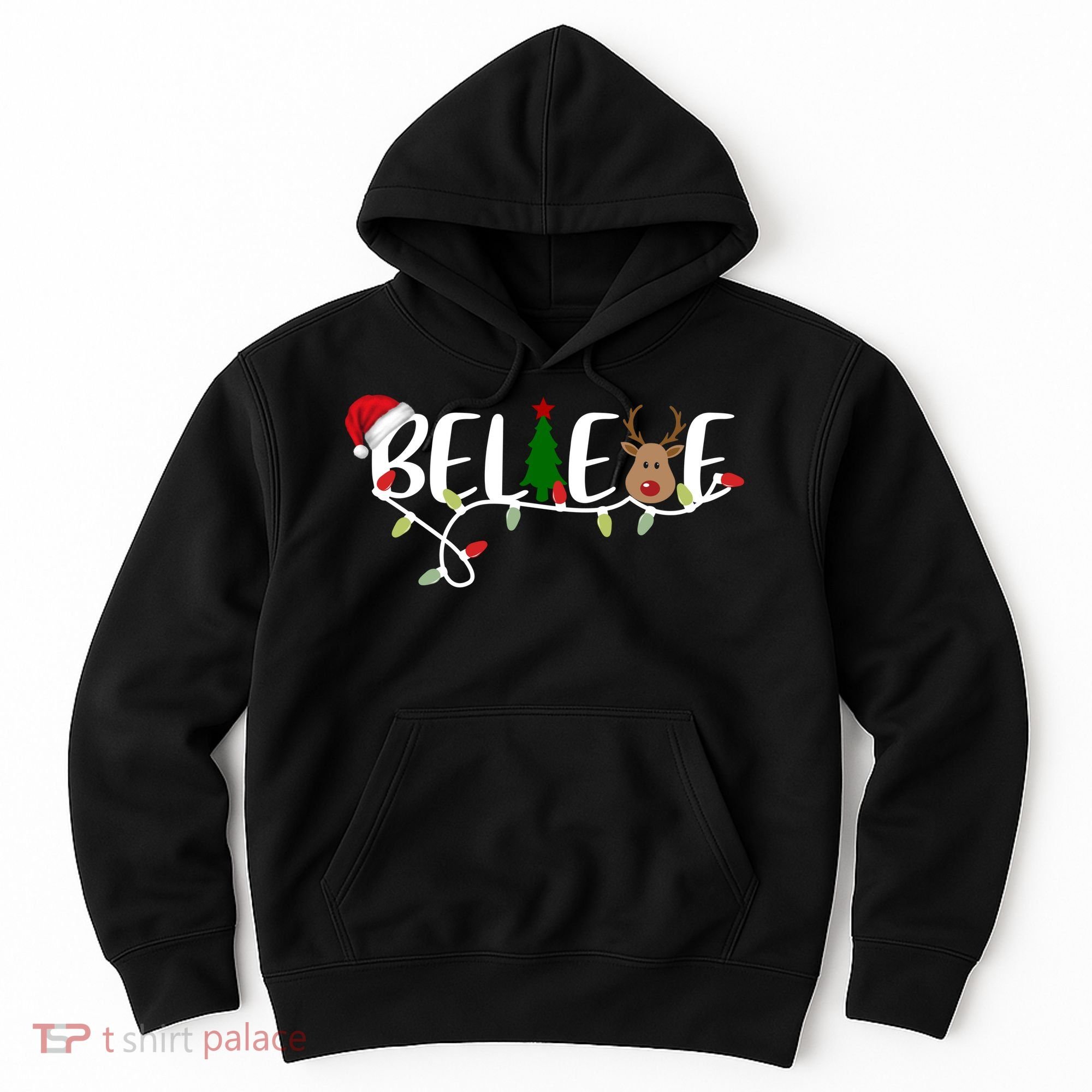 Believe Santa Claus Reindeer Christmas Festive Hoodie