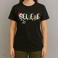 Believe Santa Claus Reindeer Christmas Festive T-Shirt thumb 4