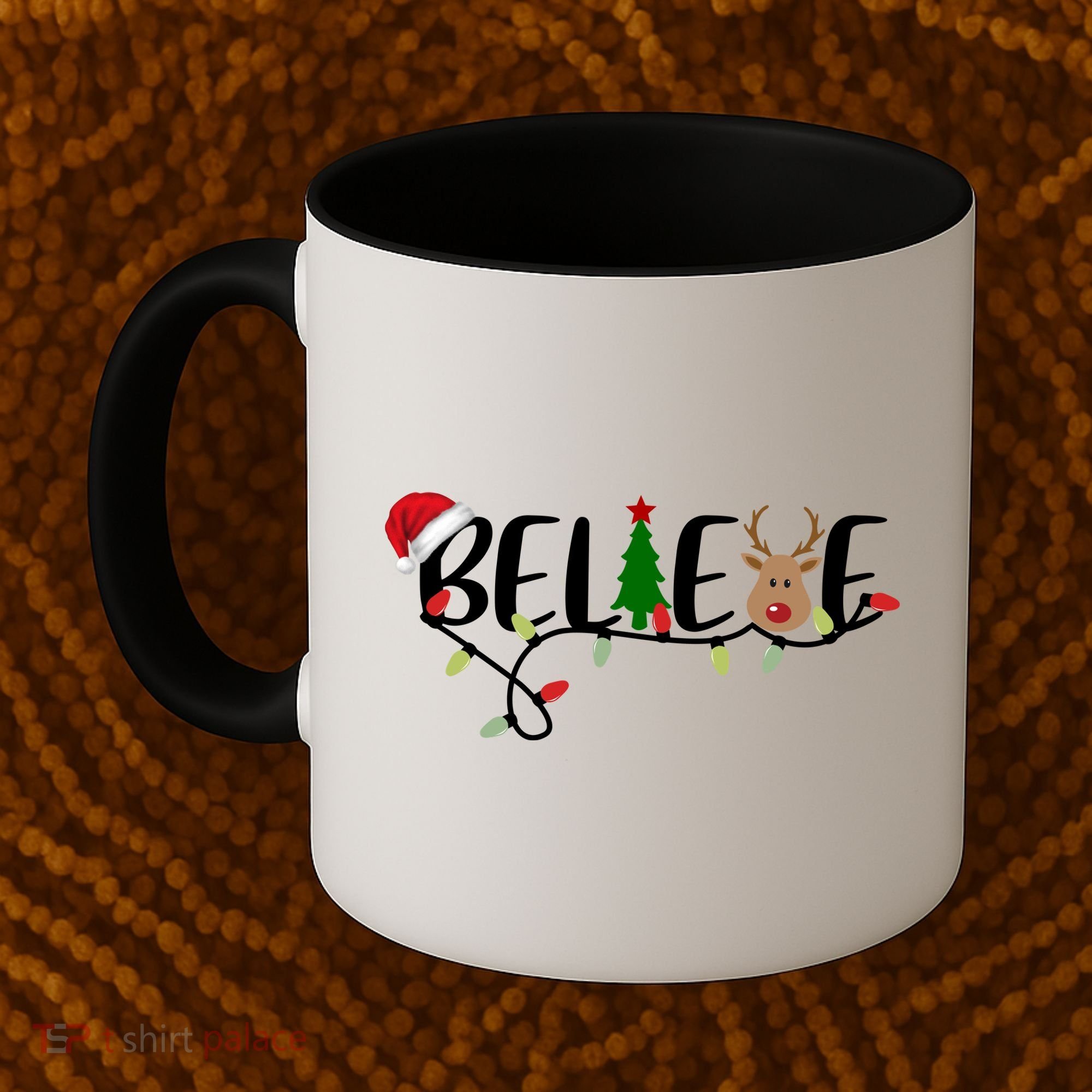 Believe Santa Claus Reindeer Christmas Festive Coffee Mug