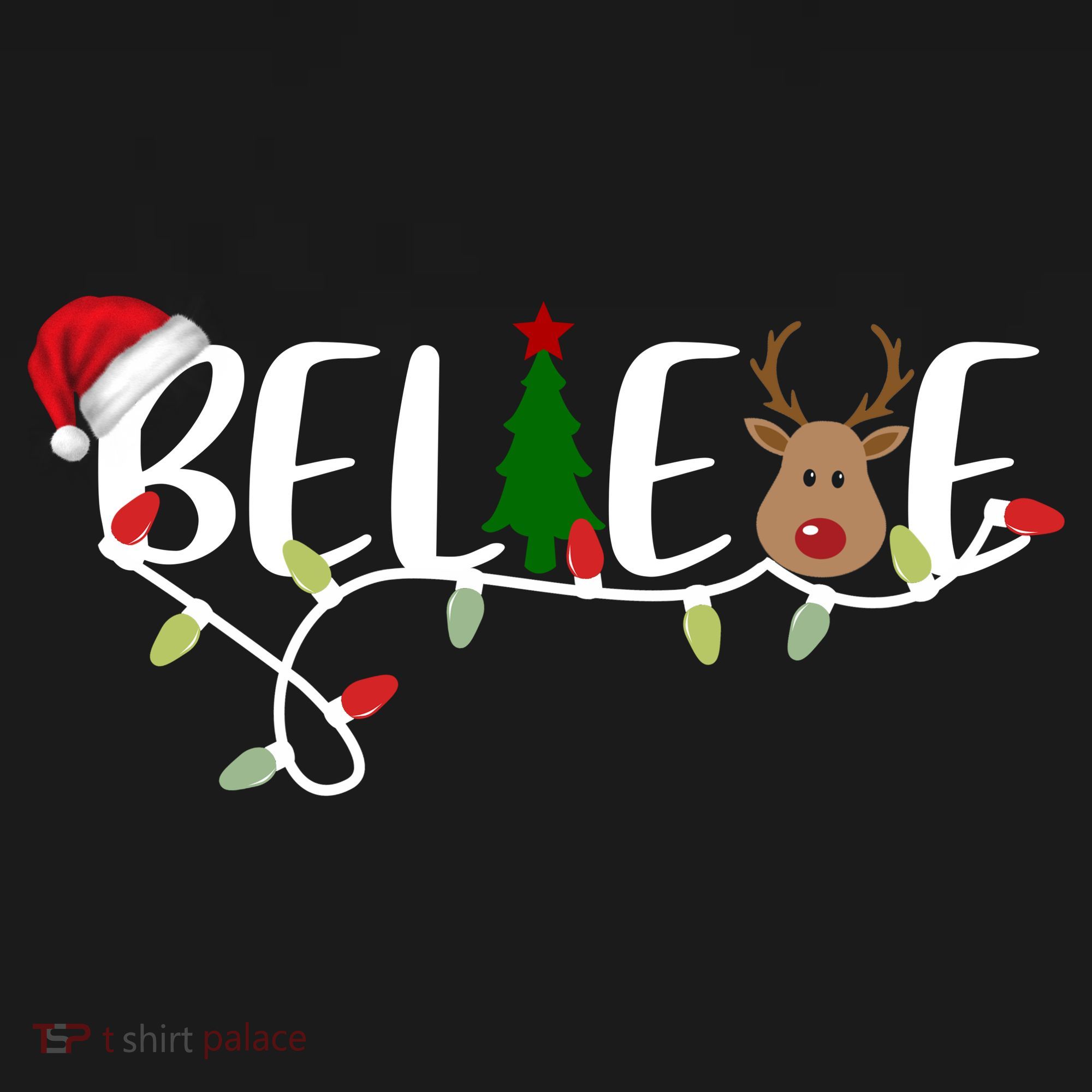 Believe Santa Claus Reindeer Christmas Festive Women's Hoodie
