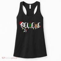 Believe Santa Claus Reindeer Christmas Festive Women's Tank Top thumb 0