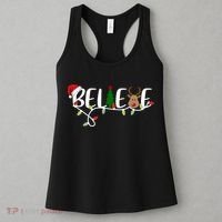 Believe Santa Claus Reindeer Christmas Festive Women's Tank Top thumb 3