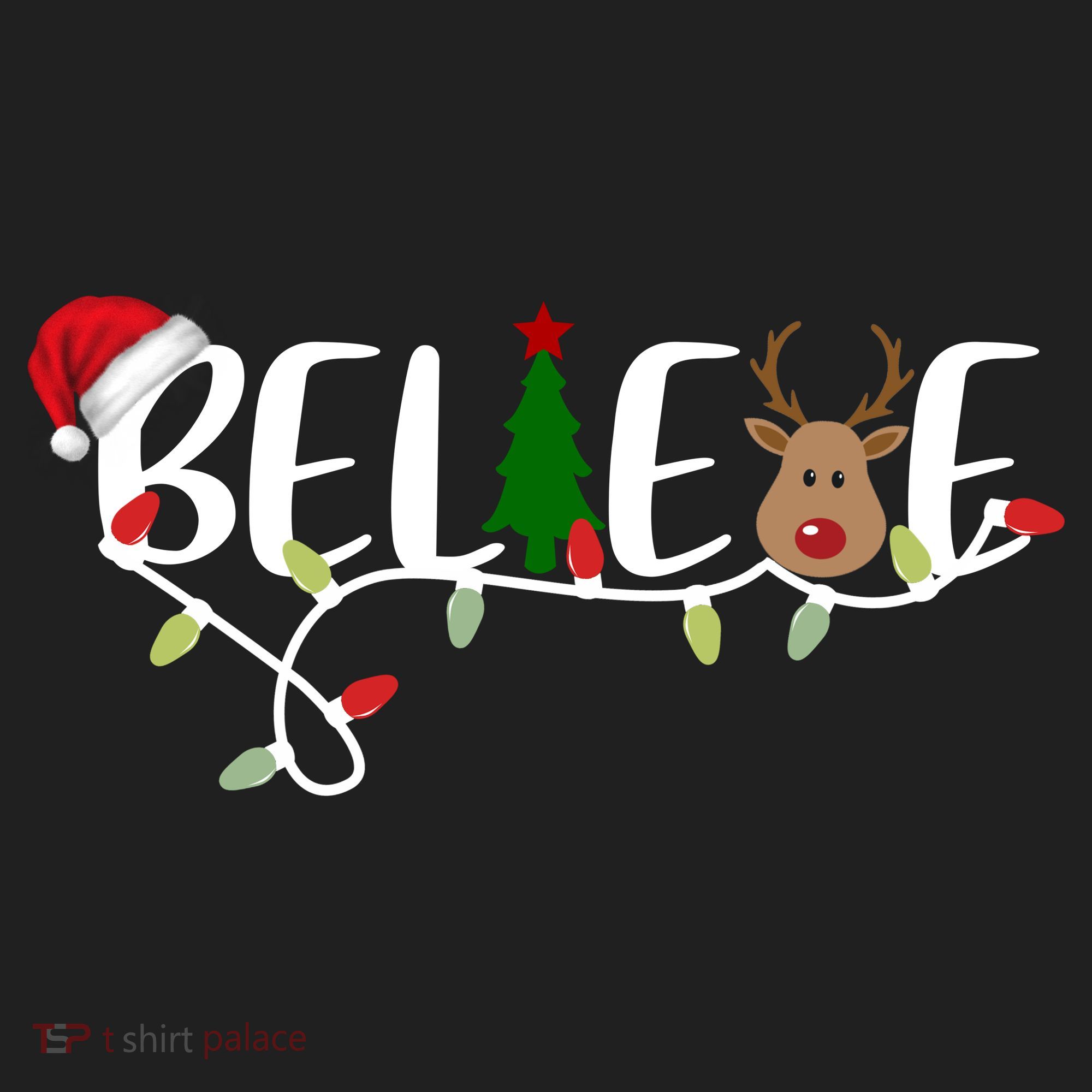 Believe Santa Claus Reindeer Christmas Festive Hat