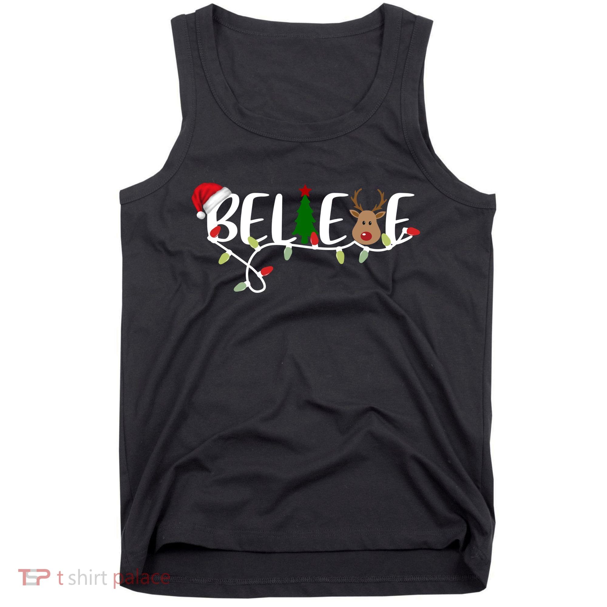 Believe Santa Claus Reindeer Christmas Festive Tank Top