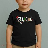 Believe Santa Claus Reindeer Christmas Festive Toddler T-Shirt thumb 2