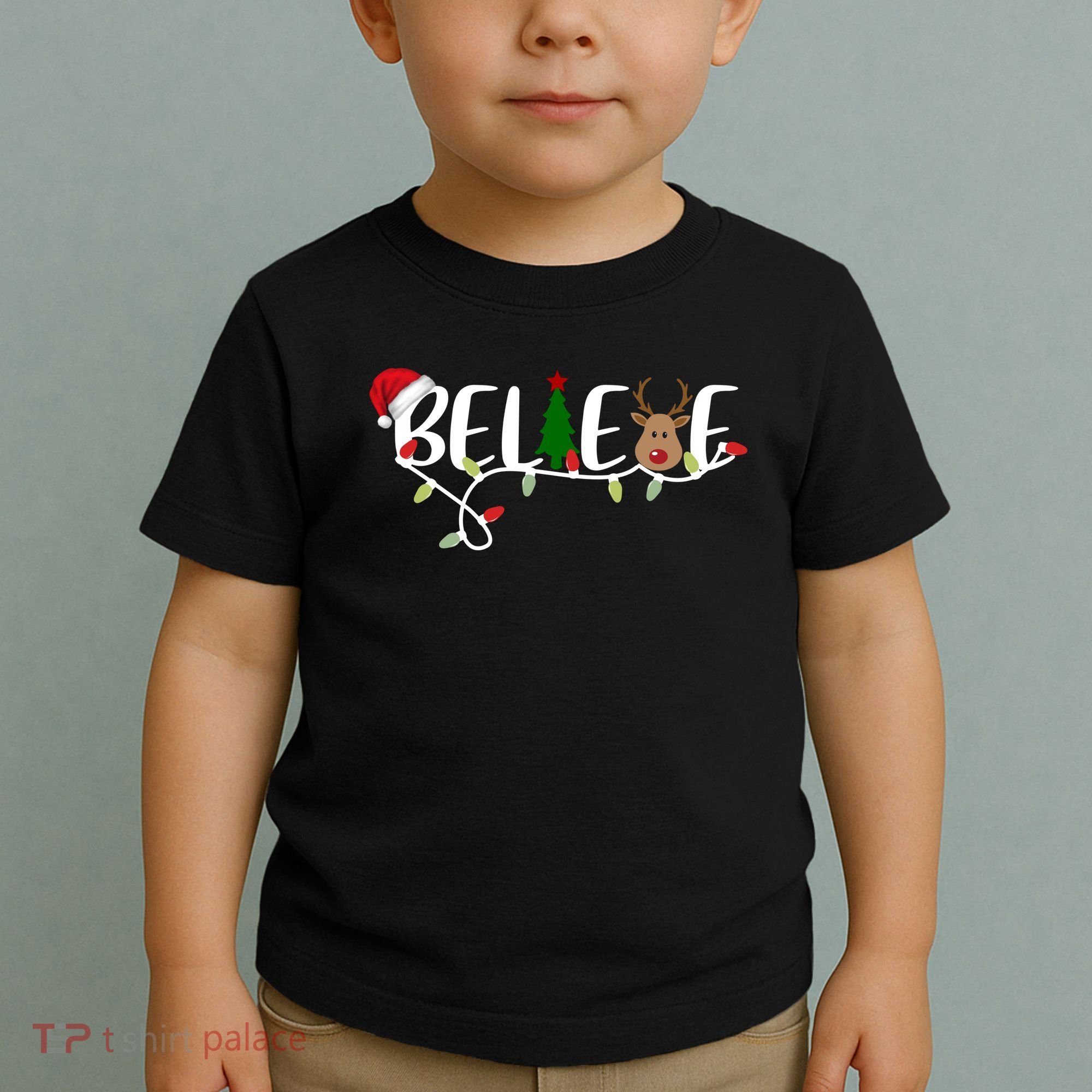 Believe Santa Claus Reindeer Christmas Festive Toddler T-Shirt