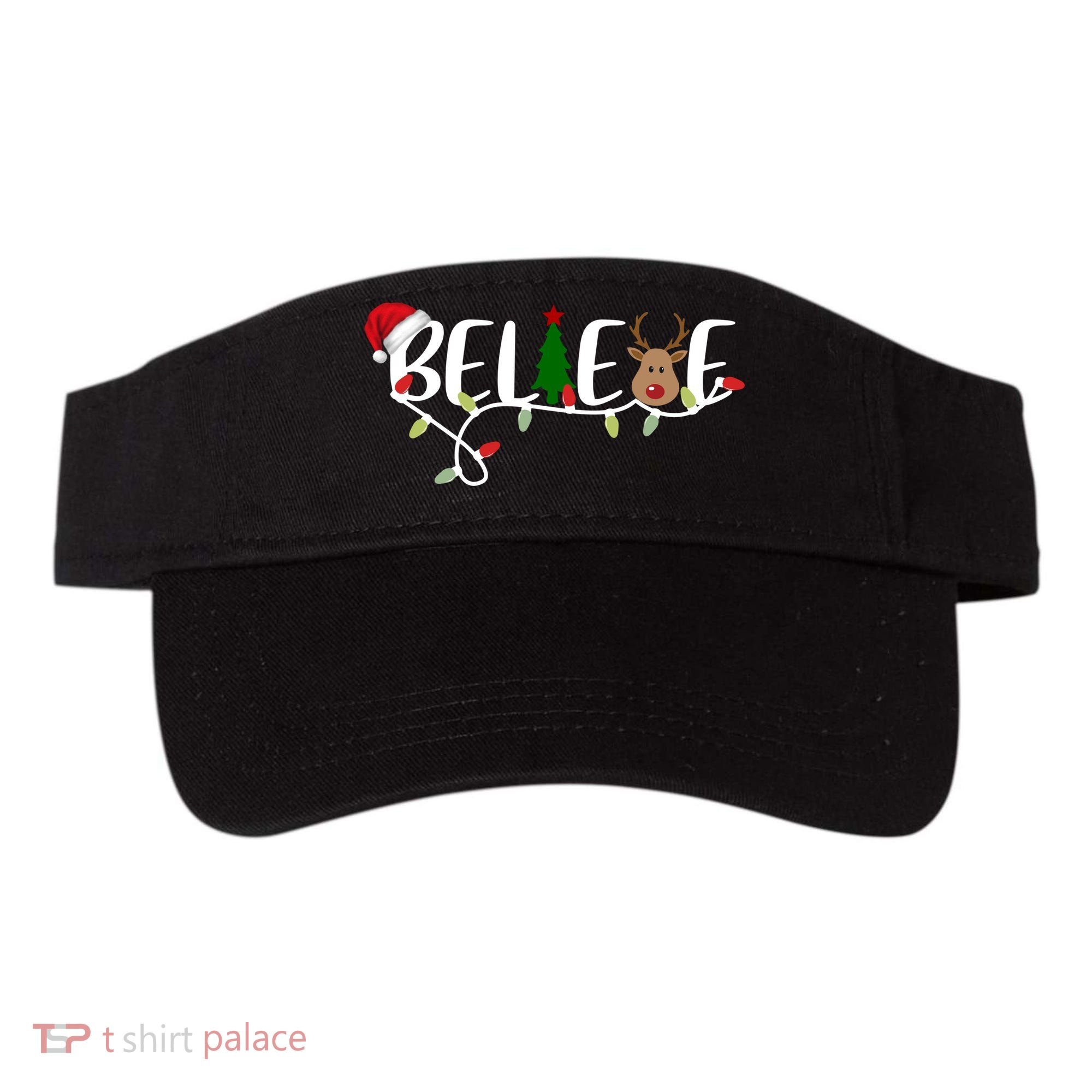 Believe Santa Claus Reindeer Christmas Festive Visor