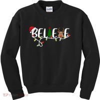 Believe Santa Claus Reindeer Christmas Festive Kids Sweatshirt thumb 0