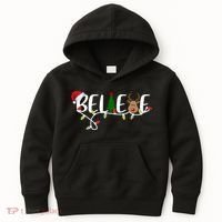 Believe Santa Claus Reindeer Christmas Festive Kids Hoodie thumb 0