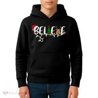 Believe Santa Claus Reindeer Christmas Festive Kids Hoodie thumb 4