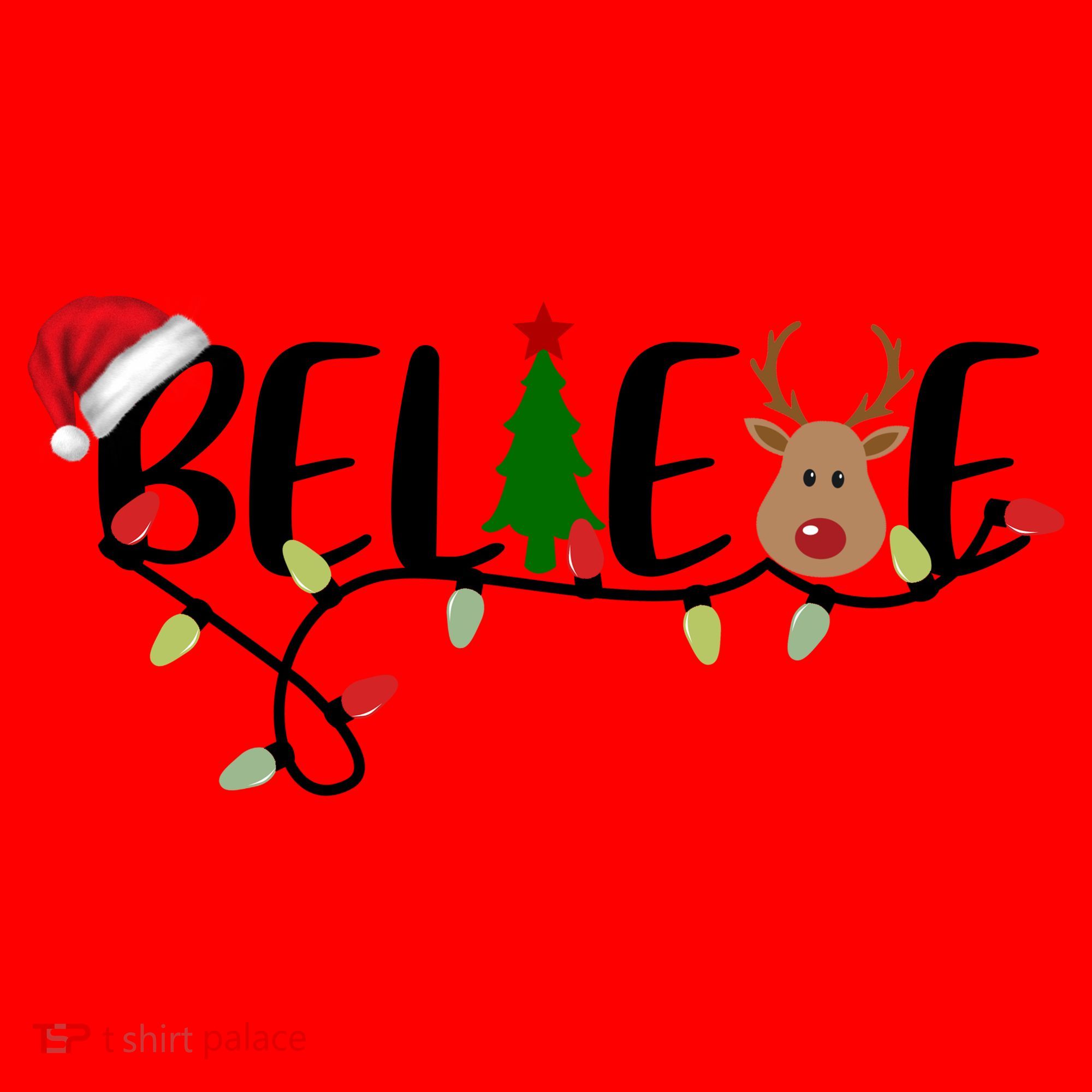 Believe Santa Claus Reindeer Christmas Festive Santa Hat