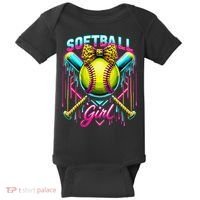 Baseball Sister Coquette Bow Women Cheer Baseball Fan Gift Baby Bodysuit thumb 0