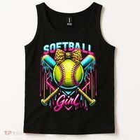 Baseball Sister Coquette Bow Women Cheer Baseball Fan Gift Tank Top thumb 2