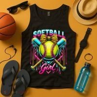 Baseball Sister Coquette Bow Women Cheer Baseball Fan Gift Tank Top thumb 4