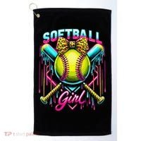Baseball Sister Coquette Bow Women Cheer Baseball Fan Gift Golf Towel thumb 0