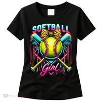 Baseball Sister Coquette Bow Women Cheer Baseball Fan Gift Women's T-Shirt thumb 0
