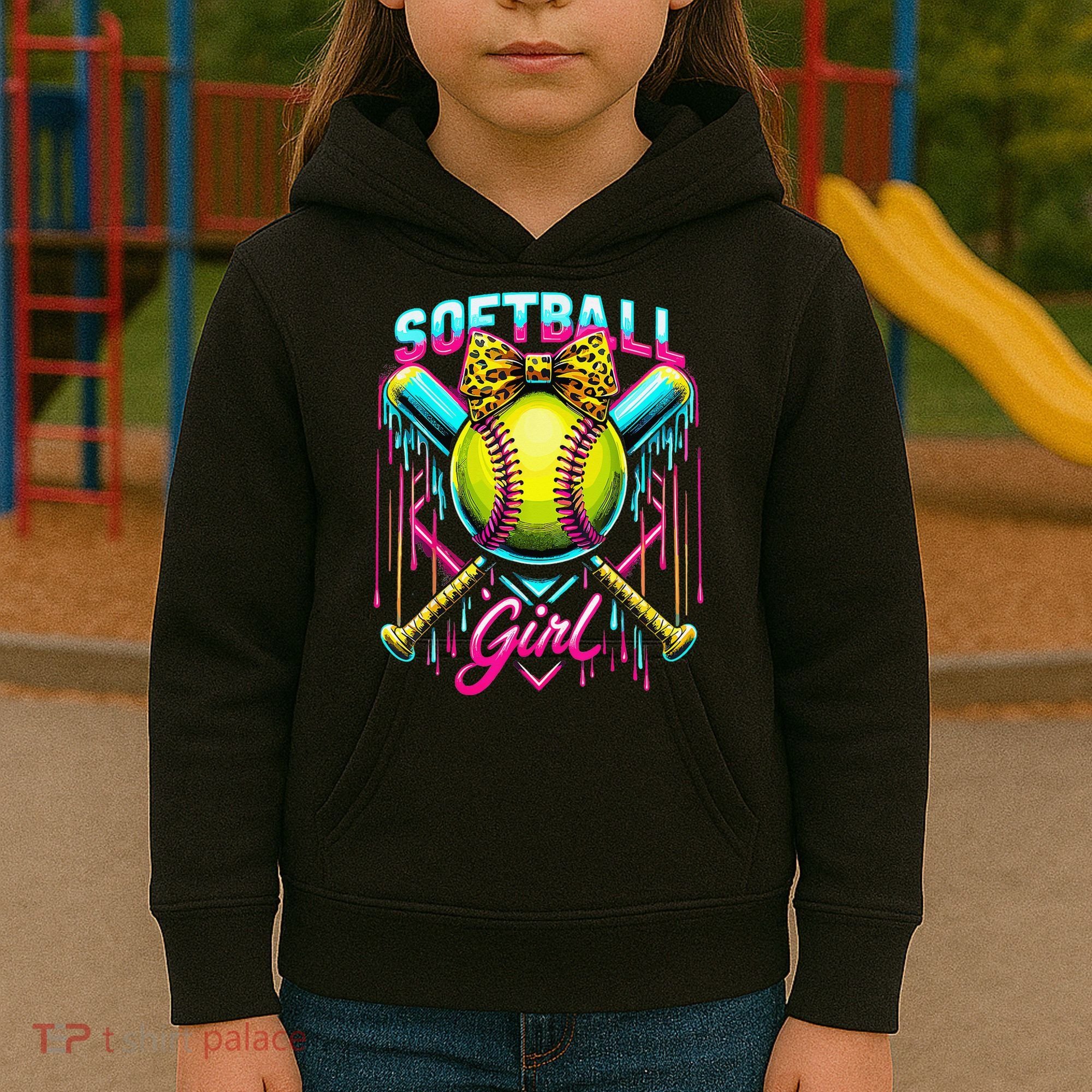 Baseball Sister Coquette Bow Women Cheer Baseball Fan Gift Kids Hoodie