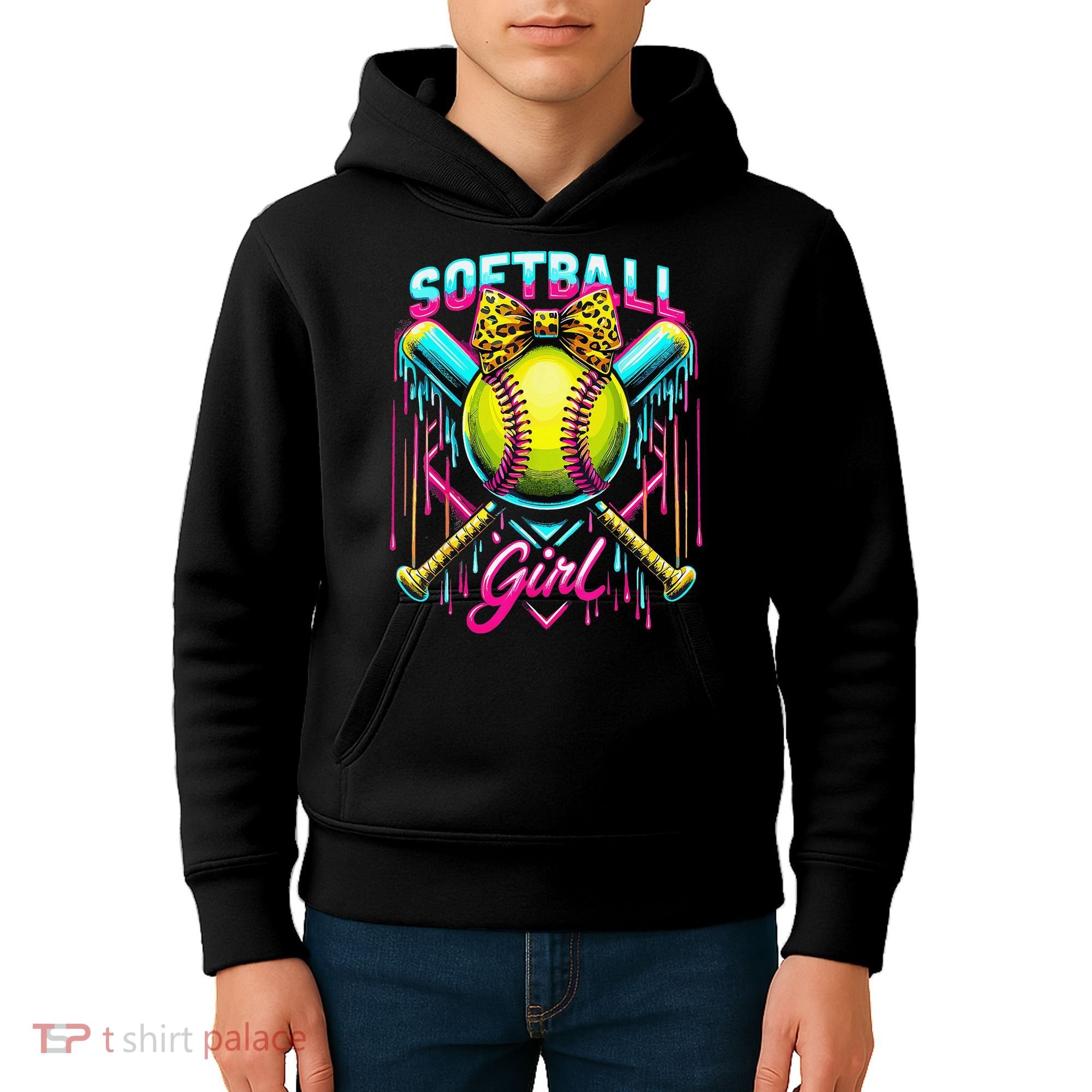 Baseball Sister Coquette Bow Women Cheer Baseball Fan Gift Kids Hoodie