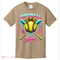 Baseball Sister Coquette Bow Women Cheer Baseball Fan Gift Kids T-Shirt thumb 0