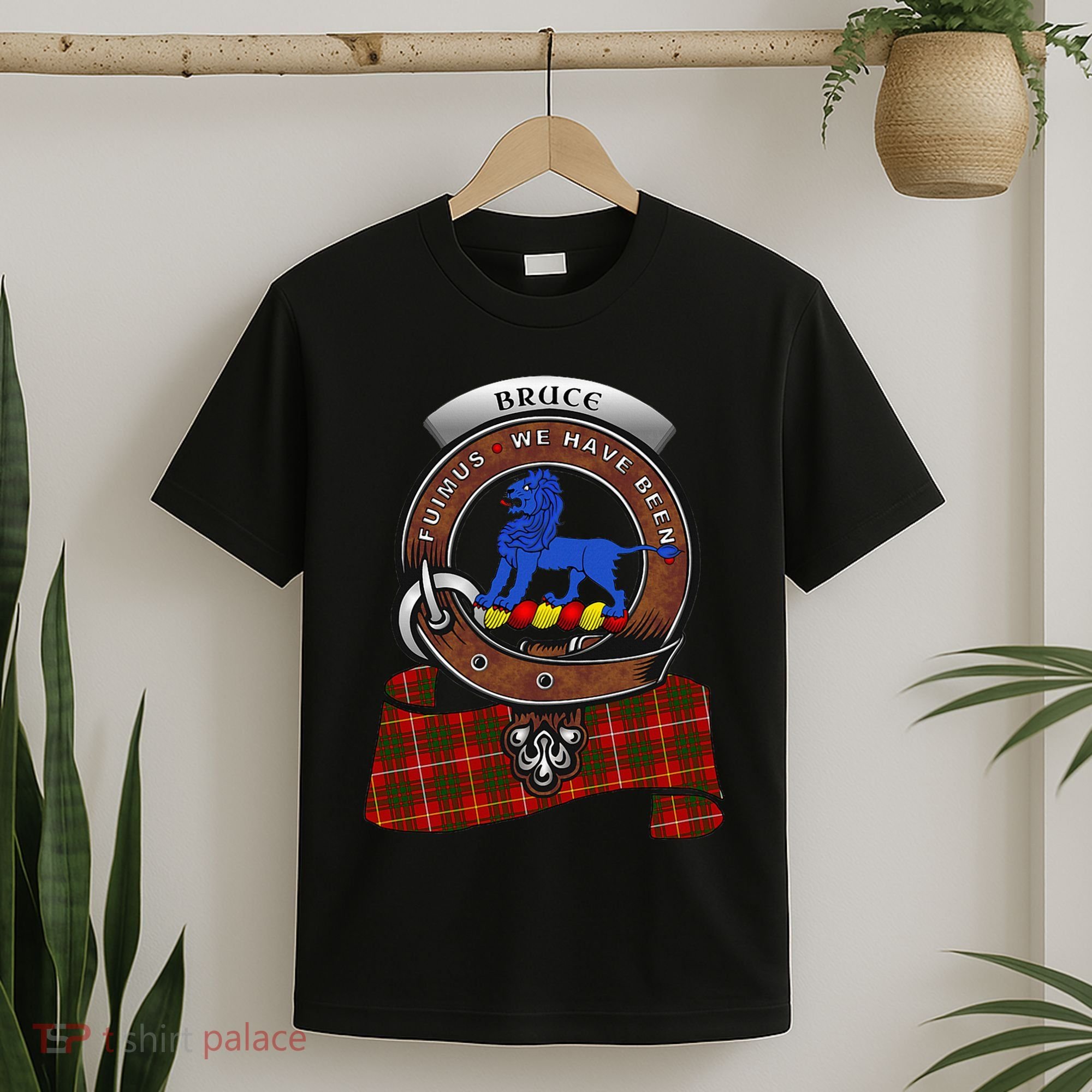 Bruce Scottish Clan Badge & Tartan T-Shirt