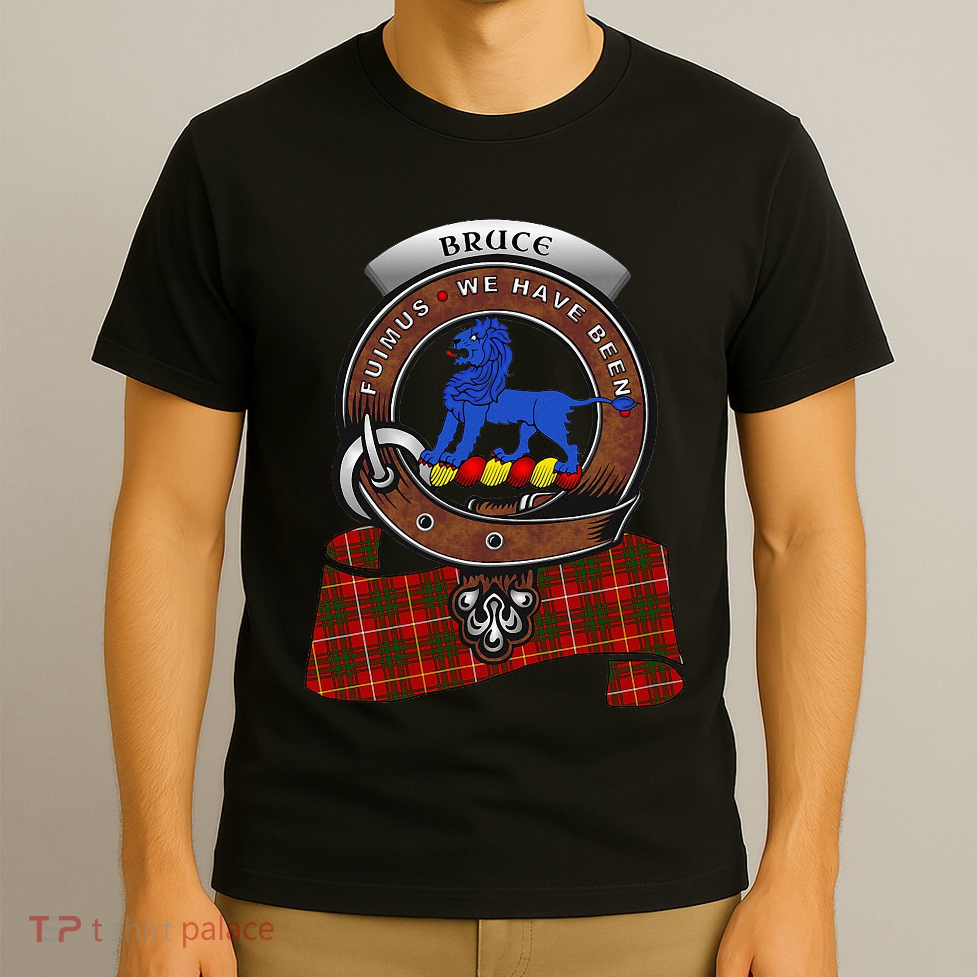 Bruce Scottish Clan Badge & Tartan T-Shirt