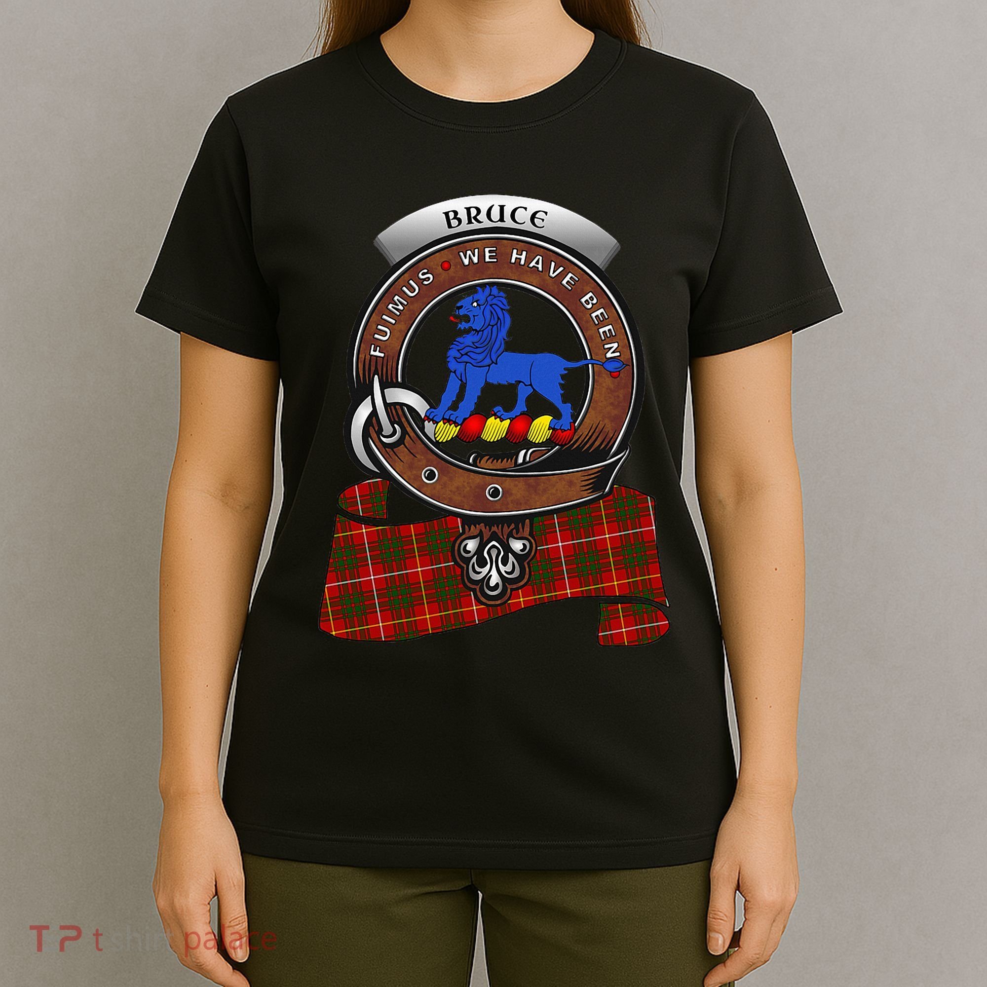 Bruce Scottish Clan Badge & Tartan T-Shirt