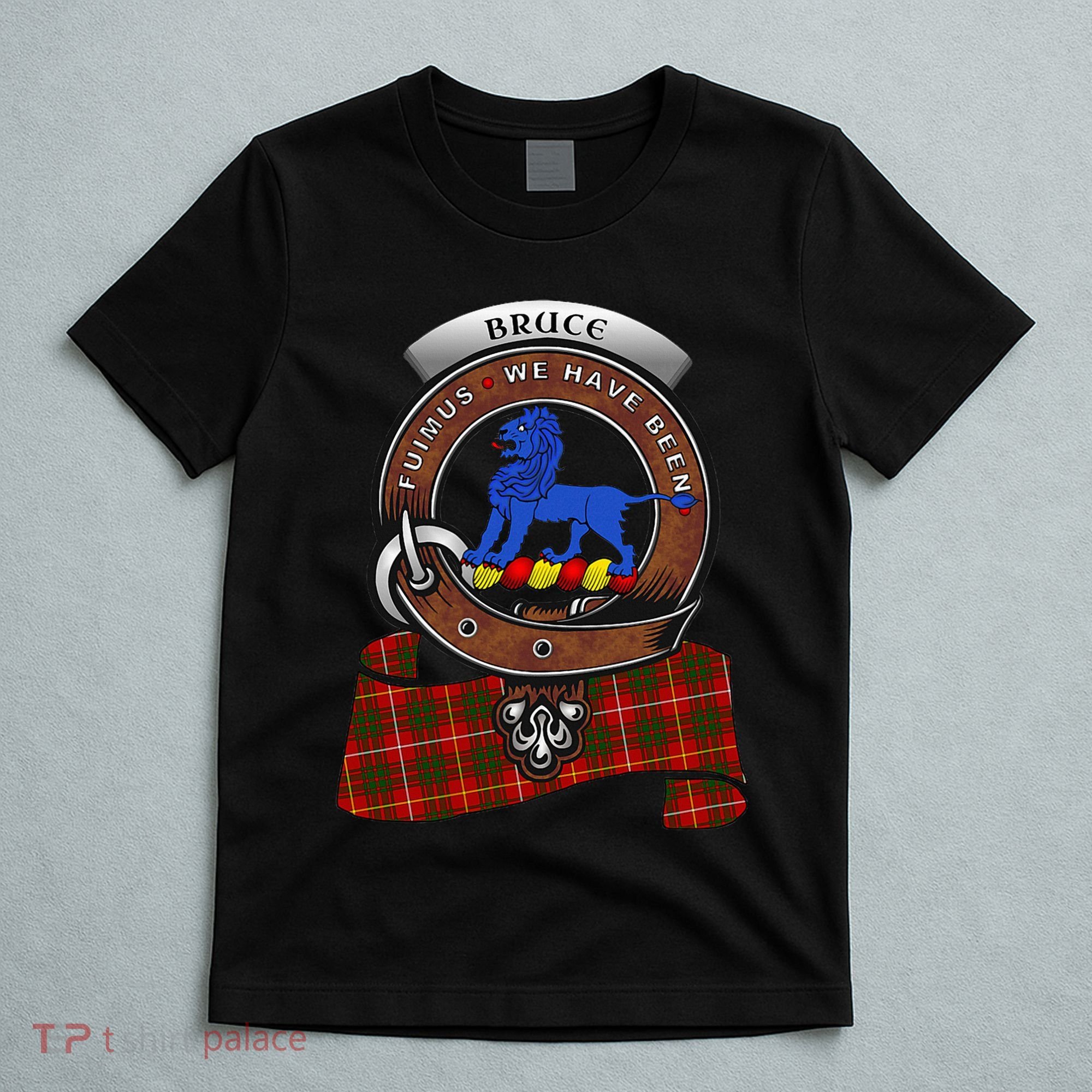 Bruce Scottish Clan Badge & Tartan T-Shirt