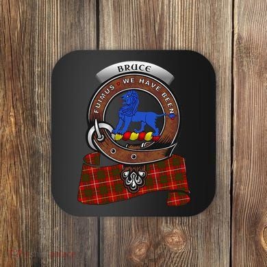 Bruce Scottish Clan Badge & Tartan Coaster