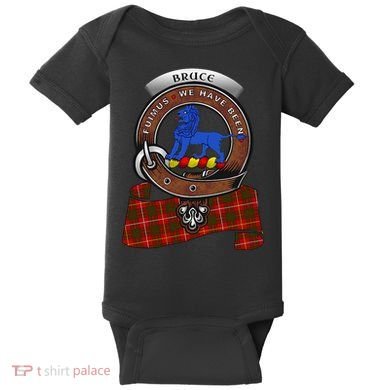 Bruce Scottish Clan Badge & Tartan Baby Bodysuit