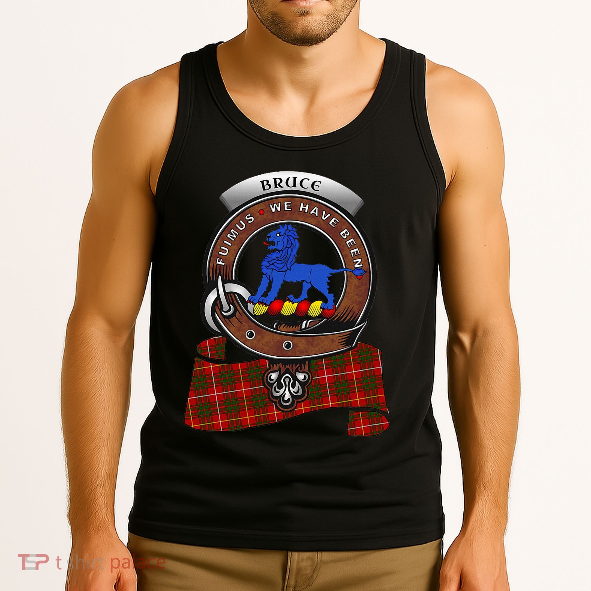 Bruce Scottish Clan Badge & Tartan Tank Top