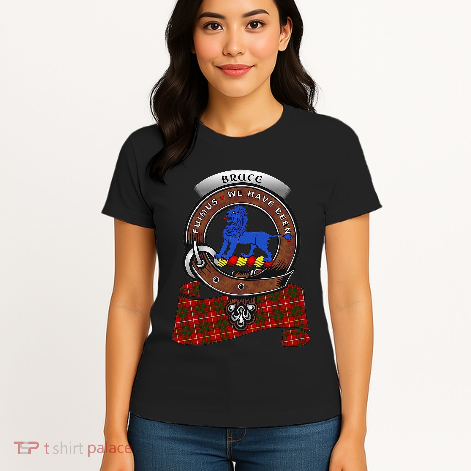 Bruce Scottish Clan Badge & Tartan Women's T-Shirt